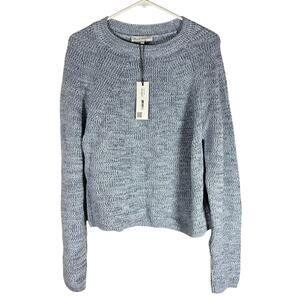 NEW White + Warren Organic Cotton Raglan crewneck sweater in blue marl sz Large